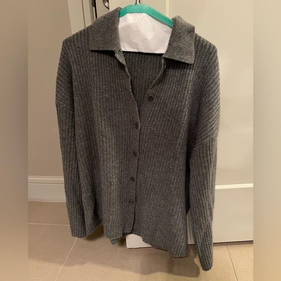 Reformation Gray Ribbed Cardigan - Picture 2 of 2